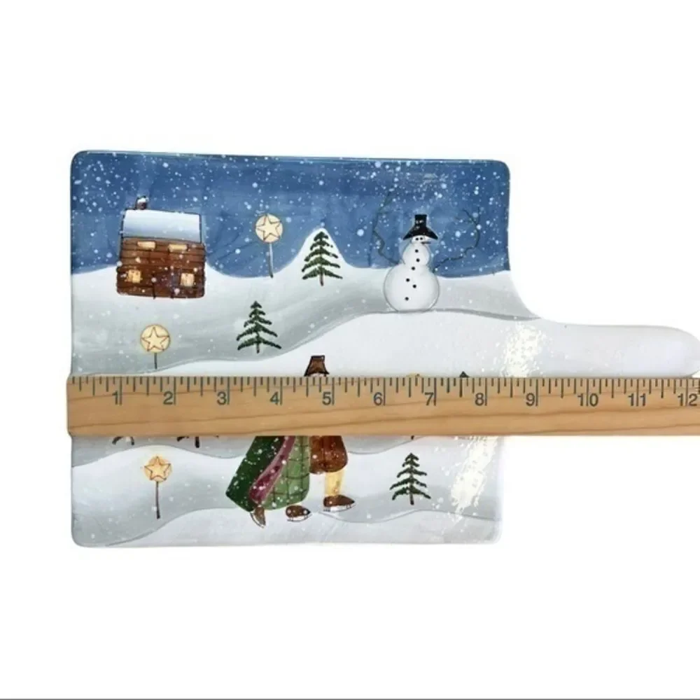 Carol Endres pure art Christmas painted ceramic cheese board